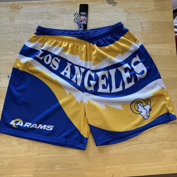NFL Chalk Line Los Angeles Rams Saw Blade Retro Mesh Shorts Drawstring Med New - Picture 2 of 12